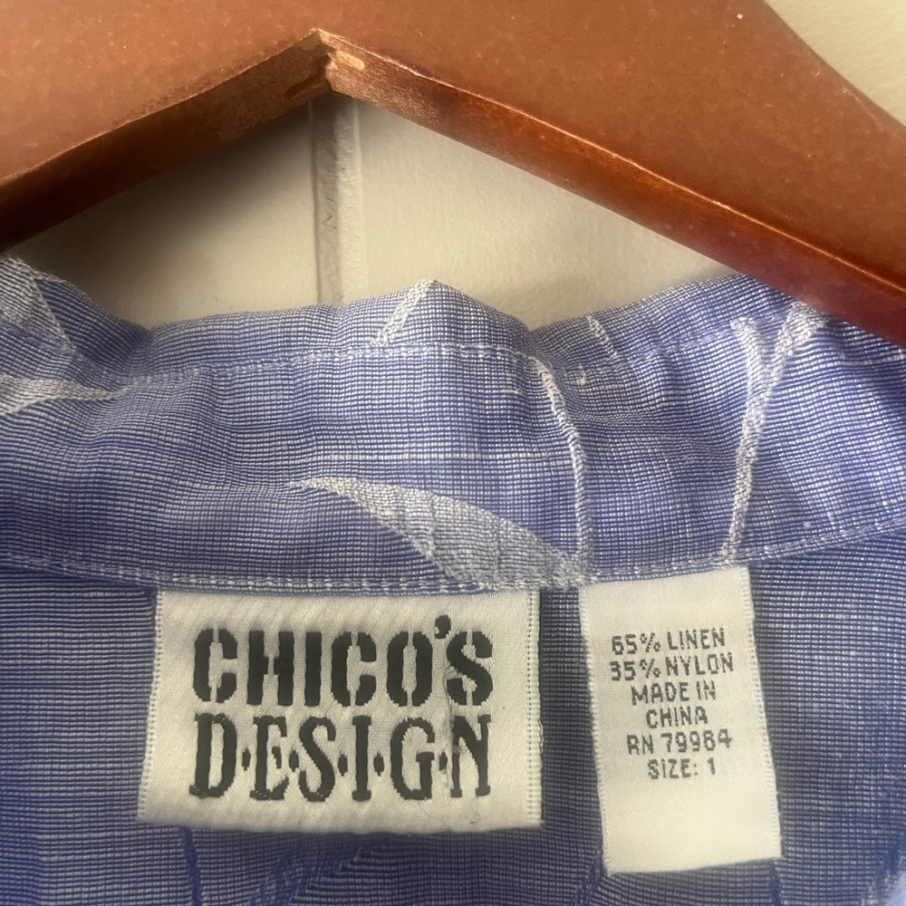 Chico's Blue Linen Blend Casual Shirt